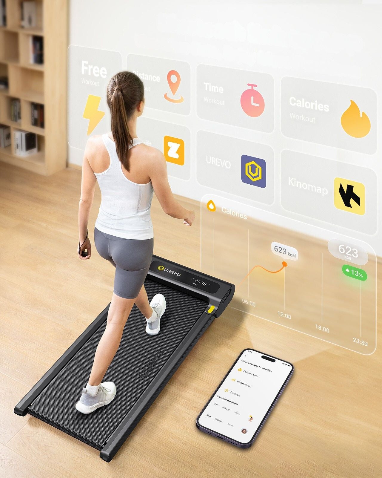 UREVO Spacewalk E3S Manual-inclined walking treadmill 